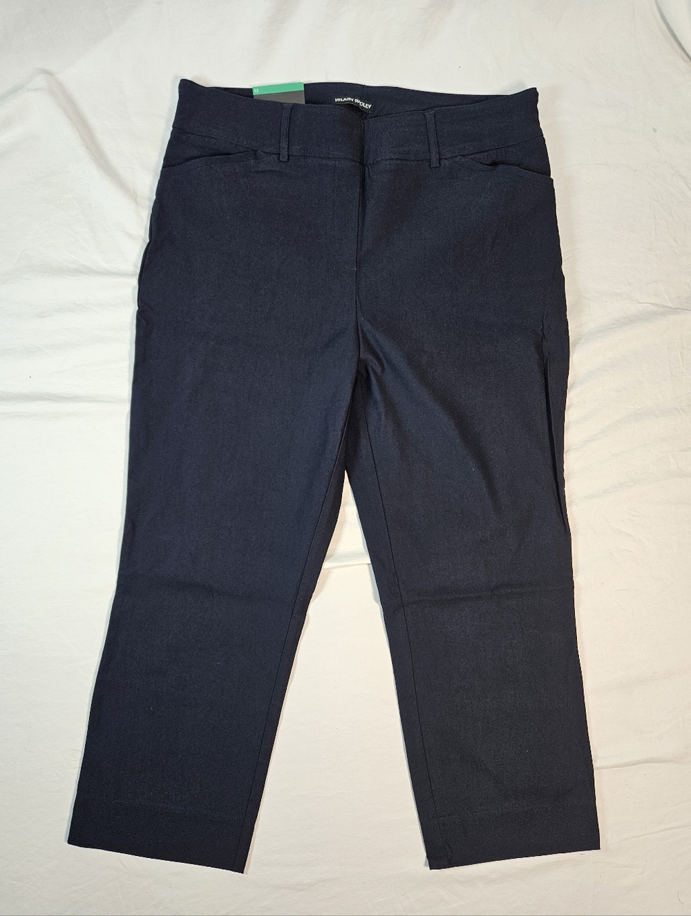 NWT Size 12 Hilary Radley Navy Blue Cropped Ankle Pants Stretch Pull-On Comfort